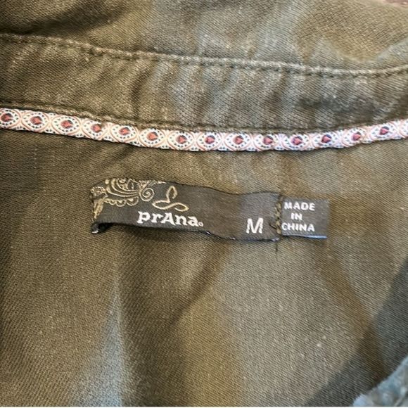 Prana Yarrow Army Green Button Down ShirtDress Solid Organic Cotton Size… - Picture 4 of 8